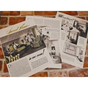 1942 Vintage Print Article - "Sweet Home in One Room!" WWII‎ Wartime Living Tips